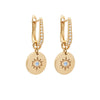 Removable Cosmos Evil Eye Charm Earrings With Blue Sapphires