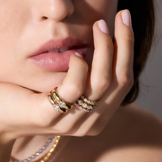 Classic 18K Yellow Gold Single Bezel Set Diamond Ring