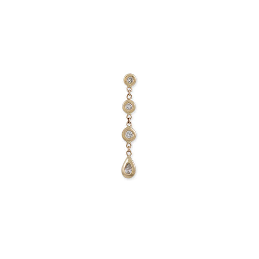 3 + 1 Teardrop Diamond Drop Stud Earring