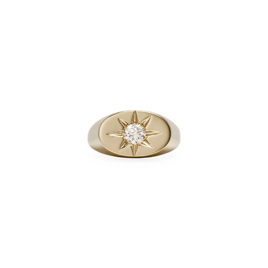 Diamond Starburst Oval Signet Ring