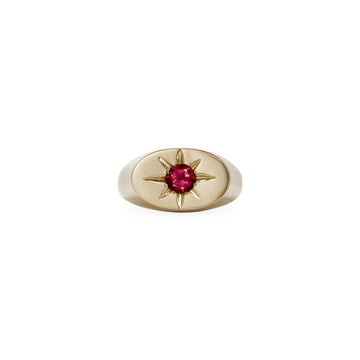 Pink Sapphire Starburst Oval Signet Ring