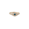 Blue Diamond Center Pave Eye Ring
