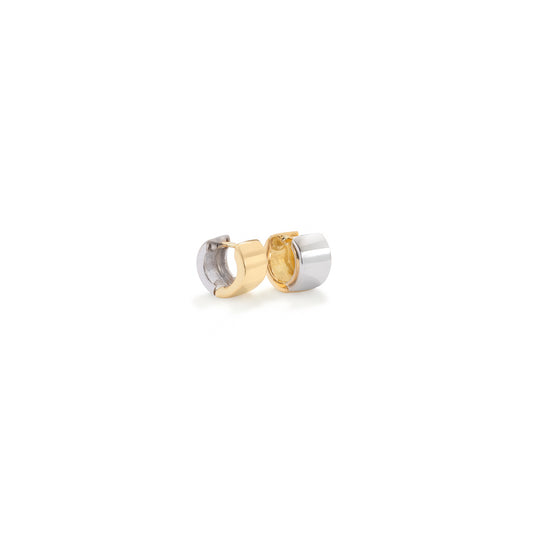Akida Huggie Earrings in Yellow and White Gold