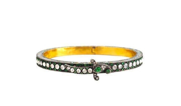 Diamond and Tsavorite Hinged Bangle