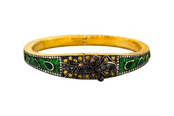Emerald and Black Diamond Micro Mosaic Bangle