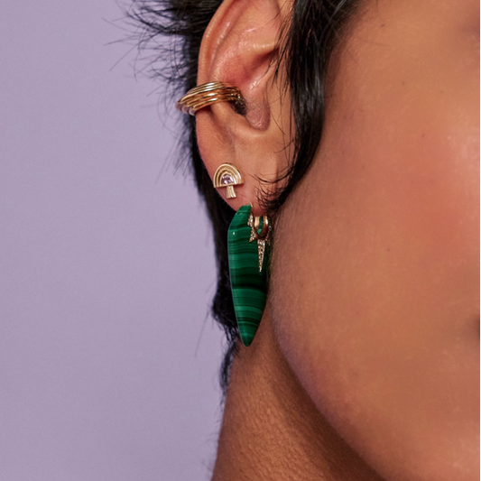 Large Guitar Pick Earrings in Malachite