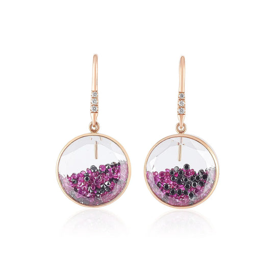 Core 15 Drop Earrings Black Diamond and Ruby