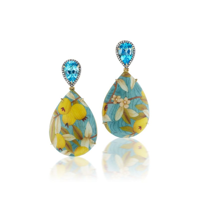Topaz and Marquetry Moye Earrings