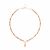 Dusty Pink Beaded Necklace with ID Tag Pendant