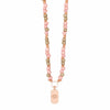 Dusty Pink Beaded Necklace with ID Tag Pendant