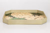 Hydrangea Marquetry Tray with Green Background