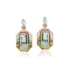 Pink Tourmaline Sky Blue Topaz White Gate Painting Earrings