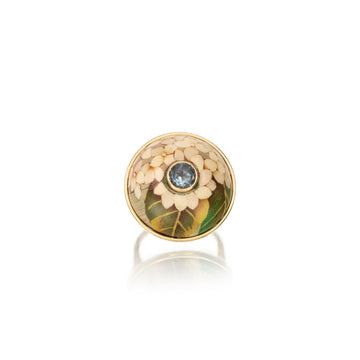 Sky Blue Topaz Hydrangea Marquetry Ring