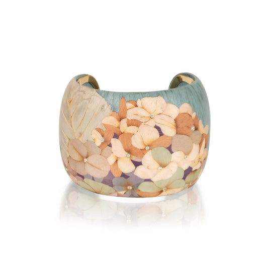 Hydrangea Marquetry Cuff Bracelet