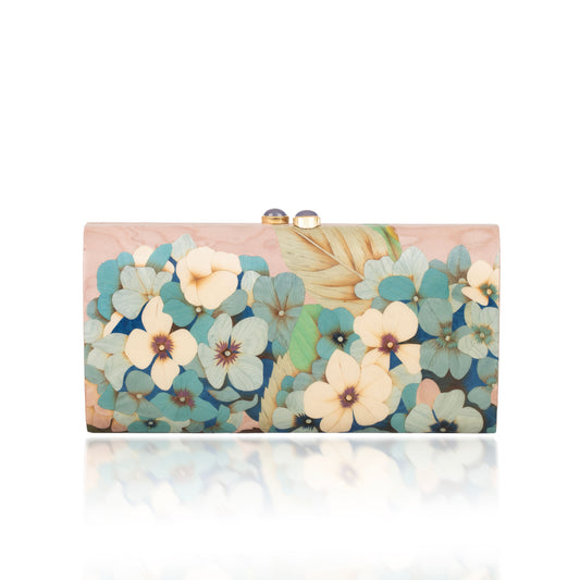 Hydrangea Chalcedony Marquetry Clutch
