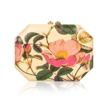 Pink Rose Citrine Marquetry Clutch