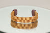 Pink Marquetry Rattan Cuff Bracelet