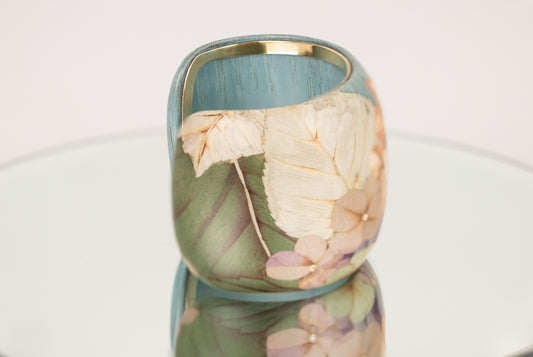 Hydrangea Marquetry Cuff Bracelet