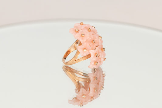 Pink Opal Flower Ring