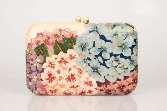 Hydrangea Golden Pearl Marquetry Clutch
