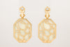 Pink Tourmaline Sky Blue Topaz White Gate Painting Earrings