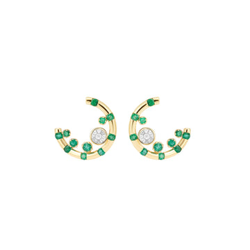 Kinetic Earrings with Diamonds and Emeralds