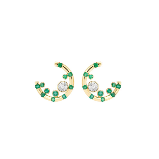 Kinetic Earrings with Diamonds and Emeralds