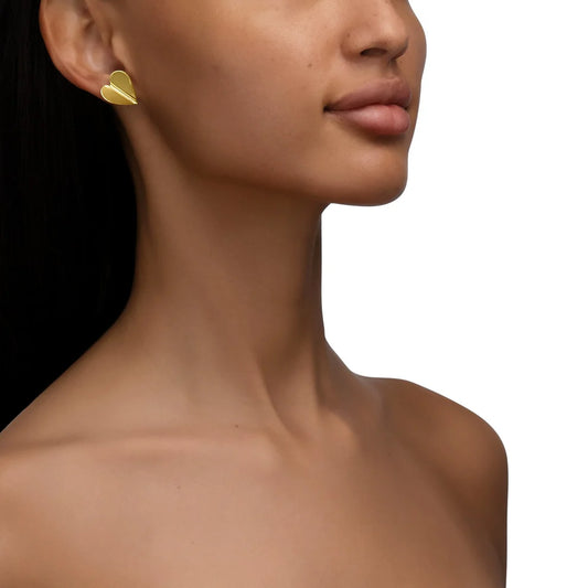 Rose Gold Wings of Love Large Folded Heart Studs