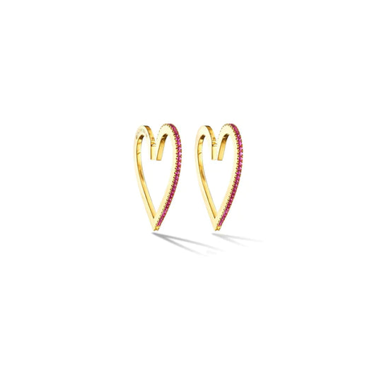 Yellow Gold & Ruby Large Endless Hoop Earrings