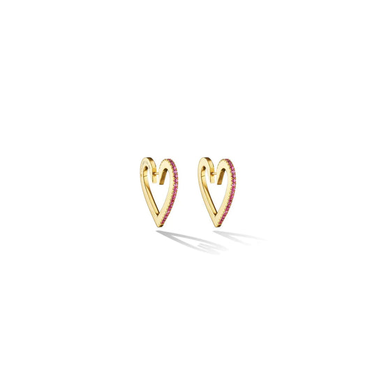 Yellow Gold & Ruby Medium Endless Hoop Earrings