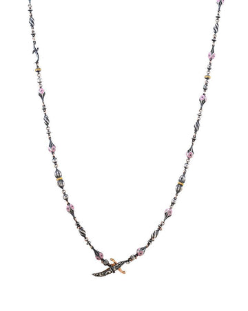 Finial Dagger Necklace with Black Diamonds
