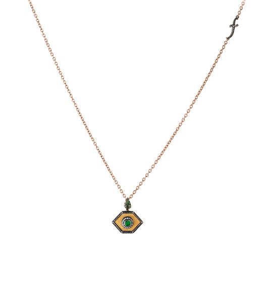 Tsavorite and Black Diamond Pendant Necklace