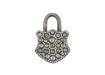 White Sapphire and Diamond Shield Padlock