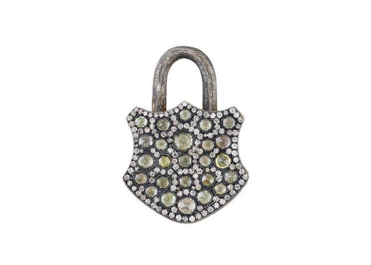 White Sapphire and Diamond Shield Padlock