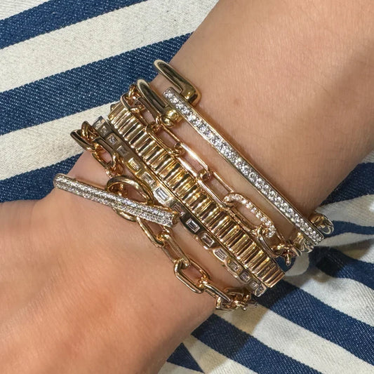Saxon Rose Gold Chain Link Bracelet with All Diamond Clasp