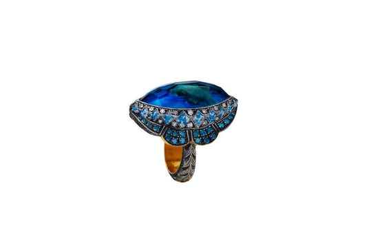 Diamond Hand Carved Dolphin Ring