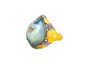 Carved Swan Diamond Ring