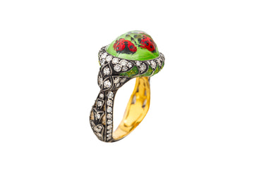 Diamond Hand Carved Lady Ring