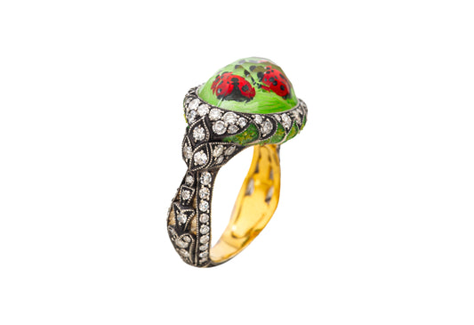 Diamond Hand Carved Lady Ring