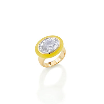 Arena Rock Crystal Yellow Enamel Ring
