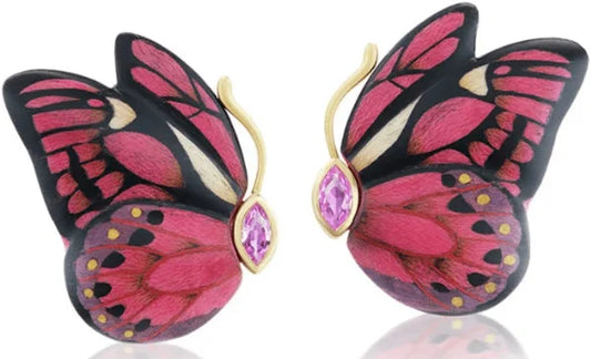Double Butterfly Marquetry Earrings