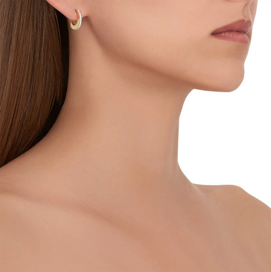 Light Small Hoop Earrings with Black and White Diamonds