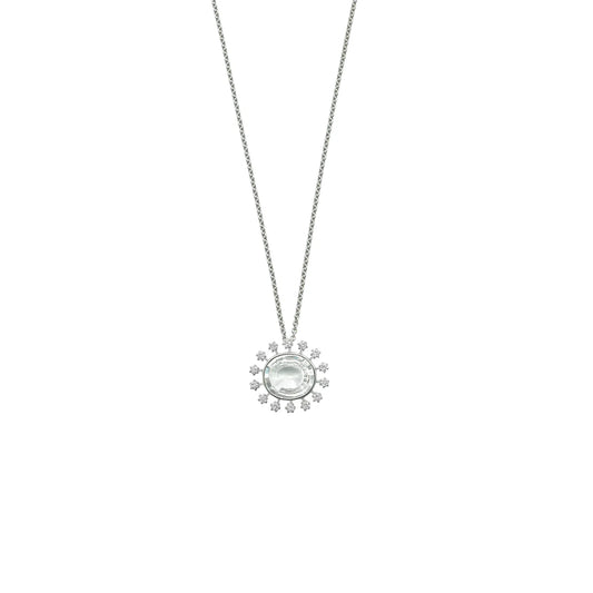 Daystar Rock Crystal and Diamond Sun Pendant