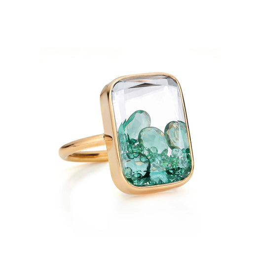 Ten Fourteen Blue Ring Rose Cut Emerald