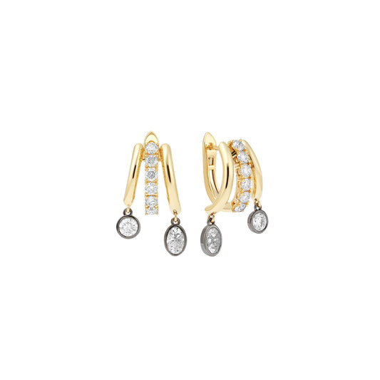 Treble Drop Earrings with Diamonds