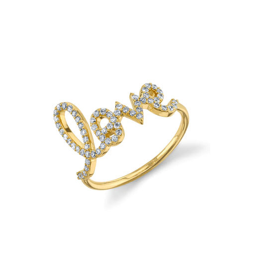 Large Pavé Love Script Ring