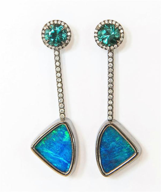 Tourmaline & Opal Tik Tok Earrings