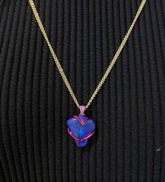 Graffiti Wraparound Heart Opal Pendant