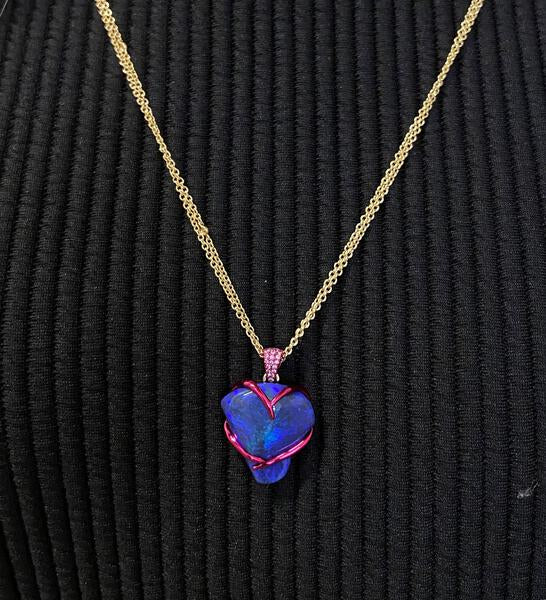 Graffiti Wraparound Heart Opal Pendant