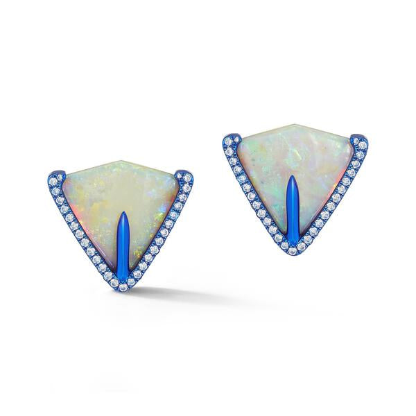 White Opal Fan Earrings